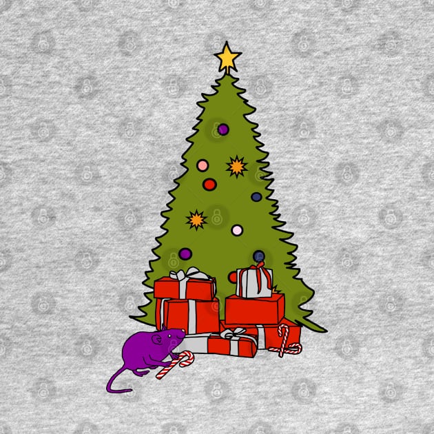 Rat with Candy Cane and Christmas Tree by ellenhenryart